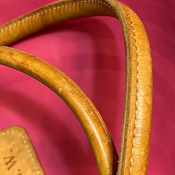 Jon Hart Design Tote Bag Pink Tan Leather Trim Monogram K.M.W. Personalized USA - Picture 8 of 11